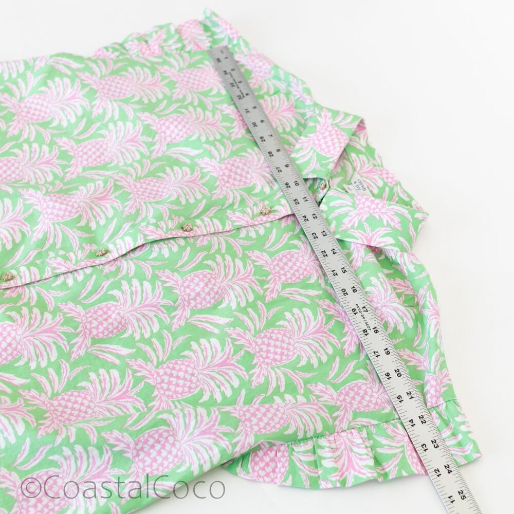 Crown & Ivy Pineapple Button Down L Shirt 100% Cotton Tropical Vacation Coastal - Picture 9 of 12